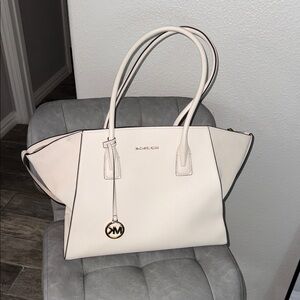 Michael Kors Cream Large Tote Bag with Gold Accents